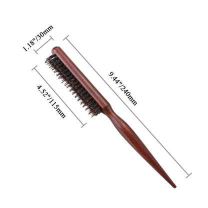 🔥50% OFF!!📢💁 Bristle Styling Brush – Wooden Rat-Tail Handle for Precise Parting, Smoothing & Root Volume ✨