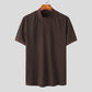 Camiseta de color sólido de cuello alto de punto（50%OFF）